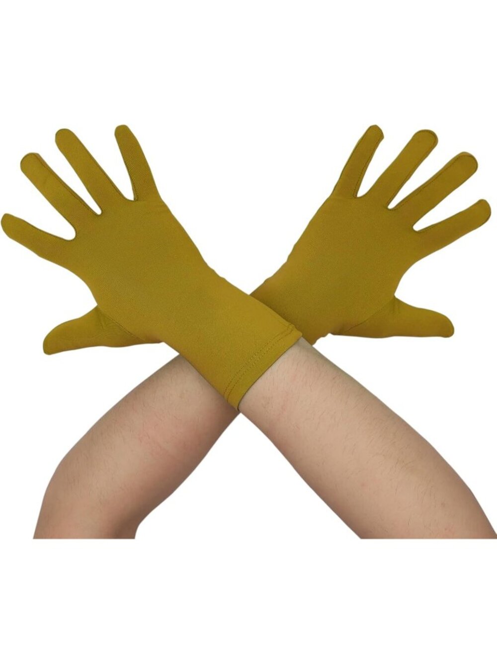 Men's And Women's Champagne Wrist Length Spandex Christmas Costume Dance Gloves